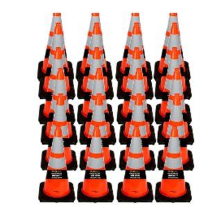Comfitwear 28" Orange Traffic Cones w/ 4"& 6" 3M Reflective Collars (Pack of 24)